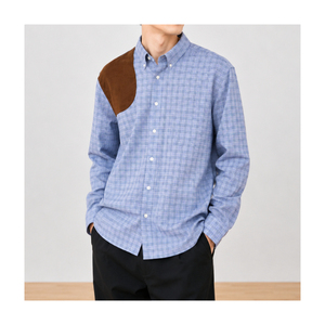 Camisa informal holgada de manga larga con estampado a cuadros que absorbe la humedad - Product Image 1