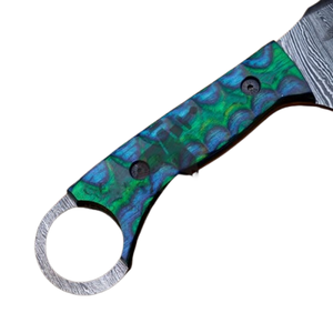 Mystic Blade - Hand-Forged 9" Damascus Steel Hunting Knife with Colored Resin Handle and Leather Sheath– Perfect for Outdoor - Product Image 3