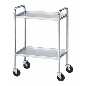 Chariot médical en acier inoxydable à 2 étagères avec poignée pour hôpital, laboratoire et usage industriel - Product Image 3