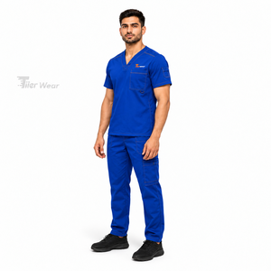 Ensemble d'uniformes médicaux pour hommes, infirmiers, en coton et polyester de qualité supérieure, doux, respirant, durable, vêtements de travail pour hôpital, uniforme médical personnalisé pour hommes - Product Image 3