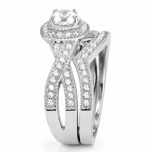 Bague de fiançailles en argent sterling 925 avec halo de moissanite, diamant rond taille brillant, pavé, pour mariage - Product Image 5