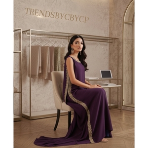 Ensemble de kameez pakistanais luxueux, long, orné à la main, robe de soirée formelle, franges à paillettes, orné de cristaux, pour les occasions spéciales - Product Image 6