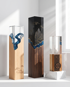 Durable Wooden Awards Trophy Black Acrylic Crystal Glass Medals <b>Plaques</b> Letterpress Printed Graphics Custom - Product Image 5
