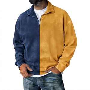 Sudadera Unisex de Dos Tonos con Cierre de Cremallera, Apliques, Cuello Alto Simulado, Felpa Transpirable, Estilo Casual Urbano, para Invierno - Product Image 5
