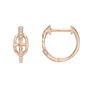 Lab Grown Diamond Link Huggie <b>Hoop</b> <b>Earrings</b> 14K <b>Solid</b> Gold Round Cut Hinged Snap Closure Minimalist Modern Everyday Fine Jewelry - Product Image 5