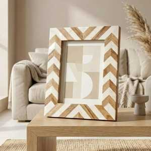 Cadre en résine artisanale haut de gamme avec incrustation d'os, porte-photo moderne fait main avec détails mosaïques uniques pour espaces de vie de luxe - Product Image 4