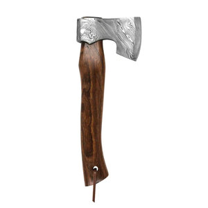 Hache artisanale en acier Damas avec manche en bois – Outil de collection et d'exposition traditionnel pour l'extérieur - Product Image 3