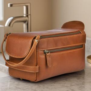 Premium Leather <b>Toiletry</b> Bag Men Travel Grooming Organizer Waterproof <b>Storage</b> Pouch Bag LTB-0188 - Product Image 1