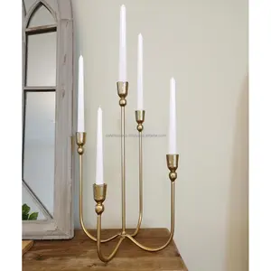 Candelabro de Metal Hecho a Mano para Diseñadores de Interiores, Decoración Navideña y de Bodas, Tendencia, Candelabro Largo Hecho en India, Zahid Exports - Product Image 2