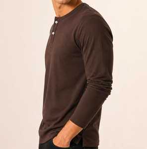 Men's <b>Long</b> <b>Sleeve</b> with Pattern <b>Henley</b> T-Shirt Regular Fit Casual Knitted Polyester/Cotton O-Neck Top Buttons in Mid - Product Image 1
