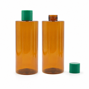 Bouteille en plastique PET ambrée de 400 ml avec bouchon à vis, logo personnalisé, pour eau de rose, shampoing, gel douche, lotion, usine du Vietnam - Product Image 1