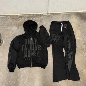 Ensemble de survêtement pour homme Only Talking Money, marron, sweat à capuche avec cordon de serrage et pantalon, hiver, uni, longueur intégrale, en coton - Product Image 6