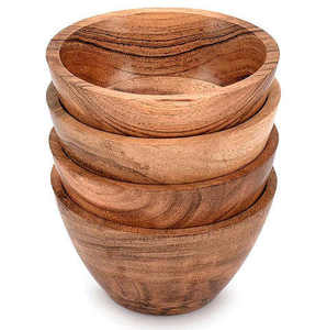 Bol à salade rond classique en bois, écologique, fait à la main, articles de cuisine, décoration de la maison, accessoires de salle à manger, passe au lave-vaisselle, durable - Product Image 6