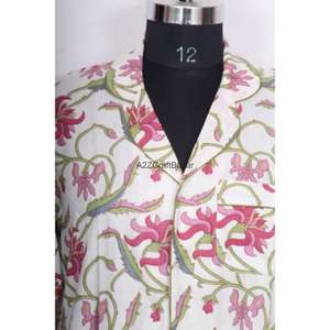 เดรสผู้หญิงผ้าฝ้ายพิมพ์ลายดอกไม้ ระบายอากาศได้ดี เป็นมิตรกับสิ่งแวดล้อม 100% แขน 3/4 คอวี ติดกระดุม ทรงเข้ารูป สำหรับงานกลางคืน งานทางการ เซ็กซี่ - Product Image 2