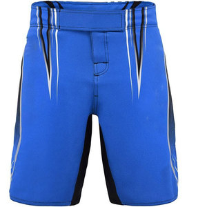 Shorts de sport bleus pour hommes, taille mi-haute, élastiques, séchage rapide, à rayures, en spandex et polyester, style Bermuda - Product Image 1