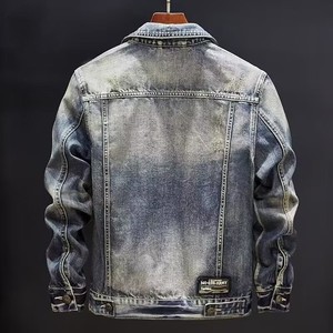 Blouson d'hiver à capuche en jean pour homme, style décontracté, avec logo sur le devant, en toile, classique, élastique, très tendance - Product Image 4