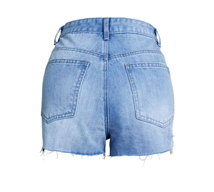 Shorts de mezclilla ajustados para mujer 2026 con efecto desgastado, cinturón, cintura media, dobladillo con perlas y borlas - Estilo sexy - Product Image 2