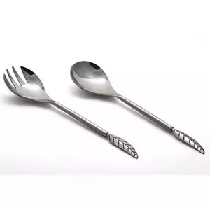 Stylish Metal Salad <b>Serving</b> Set <b>Spoon</b> Fork for Modern Home and Hotel Dining Presentation - Product Image 2