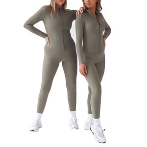 Logotipo personalizado Gimnasio 2 piezas Fitness Sets Activewear Elástico Traje Color sólido Entrenamiento Yoga Set Para Mujeres - Product Image 1