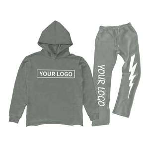 Custom Men's Hoodie Heavyweight 100% Cotton Fleece Oversized Printed Pullover Streetwear Sweat Suit Custom Logo Print - Product Image 4