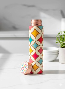 Handcrafted <b>Marble</b> Printed Copper Bottle For Ayurvedic Health Benefits Kitchen Decor Stylish And Home Utility Eco Friendly Use - Product Image 3