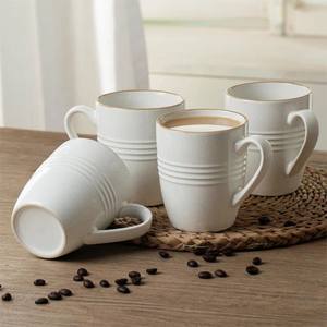 ชุดแก้วกาแฟเซรามิกดีไซน์หรูหรา พร้อมลายริ้วและผิวสัมผัสลายจุด จับถนัดมือ เหมาะสำหรับใช้ในบ้าน ห้องครัว และสำนักงาน - Product Image 4