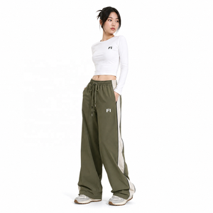 Premium Custom Nylon men's pants Side Stripe <b>Elastic</b> <b>Waist</b> Adjustable Drawstring Wide Leg Casual Fashion Bottoms USA Supplier - Product Image 4