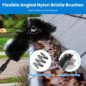 Brosse télescopique de 3,2 m pour le nettoyage des gouttières, outil de nettoyage de gouttières de pluie avec manche extensible à partir du sol 2 - Product Image 4
