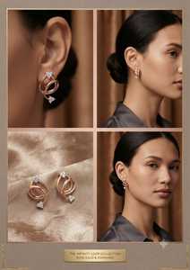 Pendientes de Aro Geométricos con Diamantes Cultivados en Laboratorio en Oro Blanco, Chapados en Rodio, Estilo Moderno para Mujeres, para Fiestas y Bodas - Product Image 4