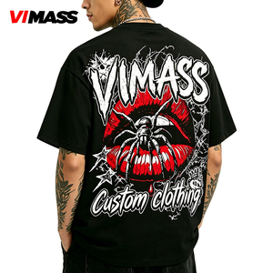 T-shirt in cotone pesante a vestibilità ampia con stampa, ideale per OEM, ODM, all'ingrosso, per marchi di moda punk e streetwear. Ordini all'ingrosso disponibili ora. - Product Image 3