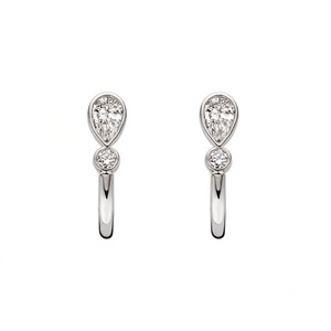Pendientes de Aro Huggie de Oro Amarillo de 14K con Diamante Cultivado en Laboratorio en Forma de Pera, Engaste de Bisel, Mini Aros Delicados en Forma de Lágrima, Joyería para Uso Diario en el Cartílago - Product Image 5