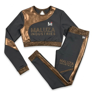 Uniforme de Porristas de Poliéster Estampado de Alto Rendimiento, Top Deportivo de Manga Larga, Pantalones Cortos, Conjunto para Práctica y Competencia Profesional - Product Image 5