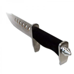 Cuchillo de Supervivencia de Hoja Fija de Alta Demanda |   Cuchillo de Acero Inoxidable con Recortes Ovalados y Espina Dentada, Incluye Funda Negra, Económico - Product Image 2