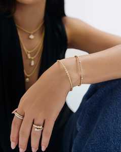 Custom Ball Bead Bezel Set Lab Grown Diamond <b>Bracelets</b> Dainty <b>Cuff</b> Minimalist Stacking Jewelry Bangle for Women's 14K Solid Gold - Product Image 6