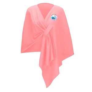 Jack and Jill Girls Draped Shoulder Wrap Top Embroidered Logo V Neck Cape Style Casual Fashion Youth Shawl <b>Poncho</b> Top - Product Image 1