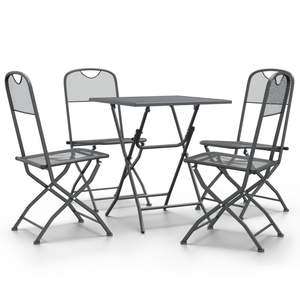 Ensemble de salle à manger de jardin pliable anthracite en treillis métallique pour repas en extérieur - Product Image 2