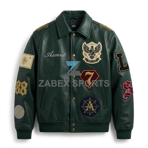 Chaqueta Varsity Personalizada Premium para Hombre, de Cuero PU, con Parches Bordados, Estilo Universitario, Cierre de Botones a Presión, Hecha en Pakistán - Product Image 1