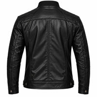 Veste en cuir de vache véritable noire pour homme, coupe ajustée, col montant, fermeture éclair, vêtement d'hiver