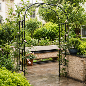 Arco de Metal Negro para Jardín con Enrejado para Rosas Trepadoras, Decoración para Patio, Bodas y Jardín - Product Image 2