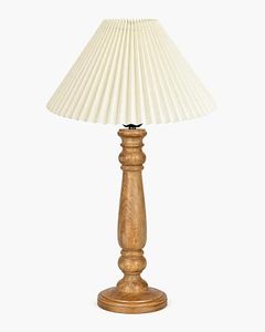 Lámpara de Mesa de Madera Maciza con Pantalla de Tela Plegada, Lámpara de Noche Estilo Rústico, Lámpara Colgante Plegada Color Crema para Decoración de Dormitorio - Product Image 2