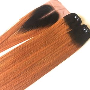 Prix usine 100% brut vierge vietnamien trame humaine dentelle perruque os droit Ombre brun couleur Super Double dessiné Extensions de cheveux - Product Image 1