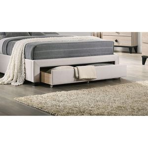 Testiera Imbottita con Design ad Arco e Bottoni, in Tessuto di Iuta Marrone Chiaro, per Letto Queen Size con Cassetto Contenitore, Arredamento Camera da Letto - Product Image 4