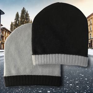 Unisex Custom Logo Winter Beanie Wholesale Hand Knitted Cashmere Folding Edge Hat Stylish Rib Border Soft Warm for Casual Size - Product Image 5