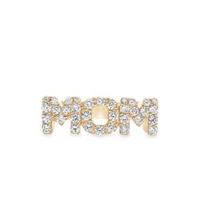 Anillos con Nombre MOM, Oro Sólido de 14K y 18K, Diamantes Cultivados en Laboratorio, Engaste Pavé, Regalo de Lujo para el Día de la Madre, Fabricación de Joyería Fina - Product Image 5
