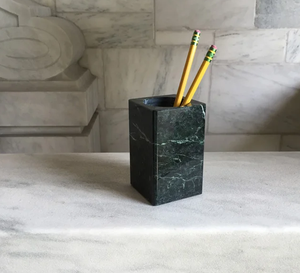 Marble Pen Holder <b>Table</b> Decorative Pen Holder desktop organizer handcrafted office accessory decorative Black Stone Pen Holder - Product Image 1