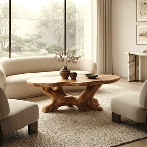 2026 Creative Modern Antique Wood <b>Coffee</b> Tea <b>Table</b> Solid Design for Small Apartment Dining Home Furniture for Living Room Use - Product Image 3