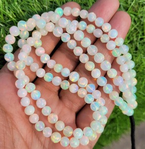 Esferas de Ópalo Etíope Natural de 4-6 mm, Cuentas Sueltas Welo Fire, Hilo de 8-10 Pulgadas, Cuentas Lisas Multicolores, Certificadas por Terceros para Joyería - Product Image 3