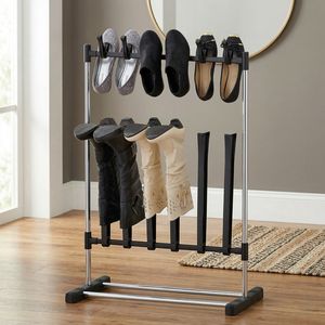 MIT Wholesale Space-Saving 19mm Chrome Plated Convertible <b>Boot</b> Storage Shoe Rack Modern Iron Design Taiwan Manufacturer Home - Product Image 1
