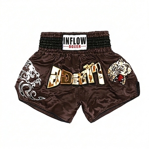 Another Boxer Men's Blue Muay Thai Boxing <b>Shorts</b> with Gold Foil Print and Tiger Design Regular Fit 100% <b>Polyester</b> - Product Image 4