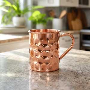 Vente en gros Craftsy Home Mug Moscow Mule en cuivre massif martelé moderne avec poignée, durable, grande capacité, pour bar et boissons - Product Image 6